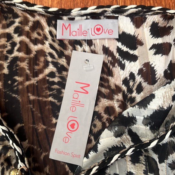 Mailed Love Cheetah Print Fringe Blouse - Picture 4 of 5